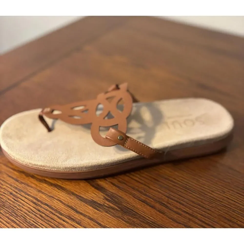 Naturalizer Soul Janice Brown Cognac Thong Sandals Women's Size 10M Flat
